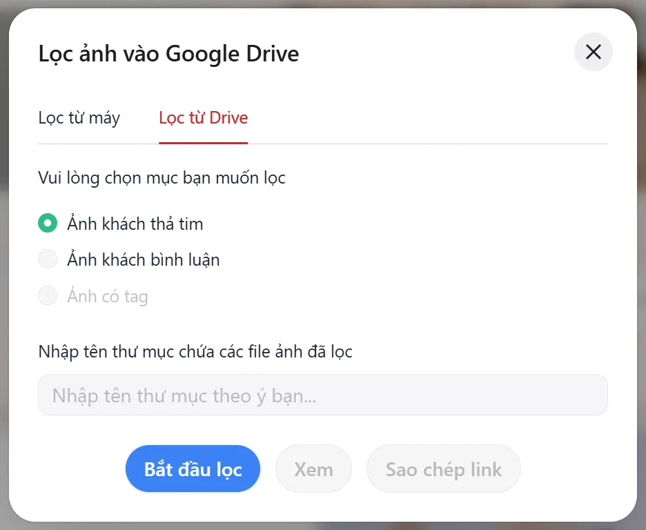 Lọc từ Drive