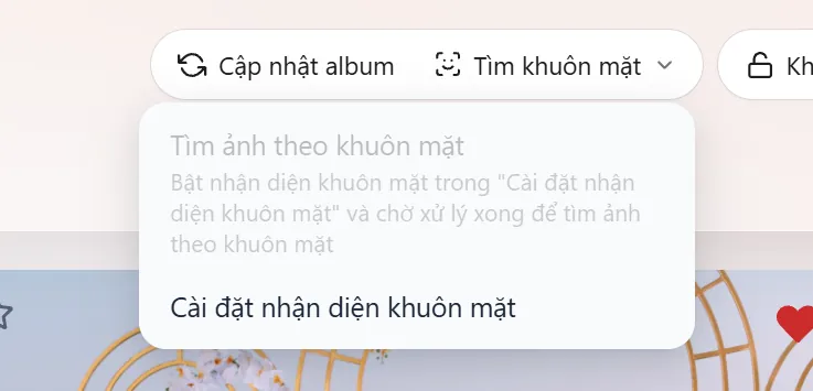 Menu Tìm khuôn mặt