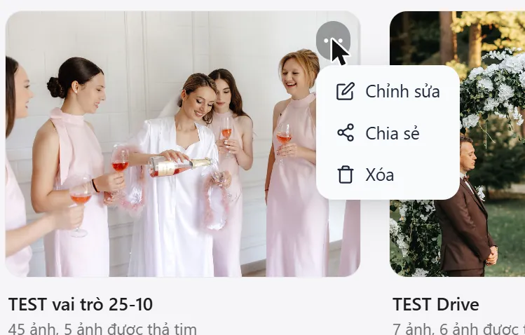 Menu trên từng album