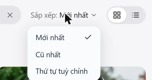 Menu sắp xếp album