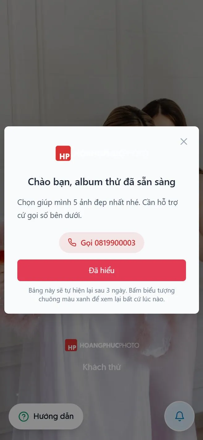 Lời nhắc của photographer