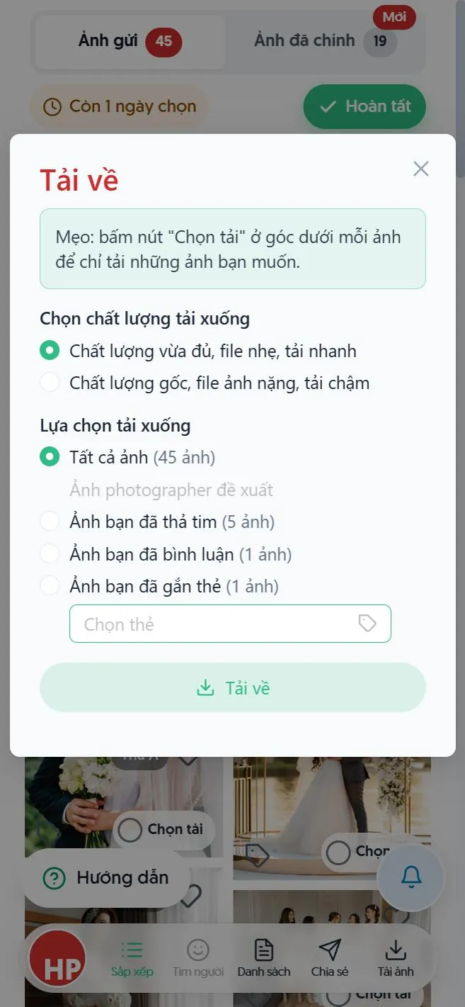 Tải ảnh về máy