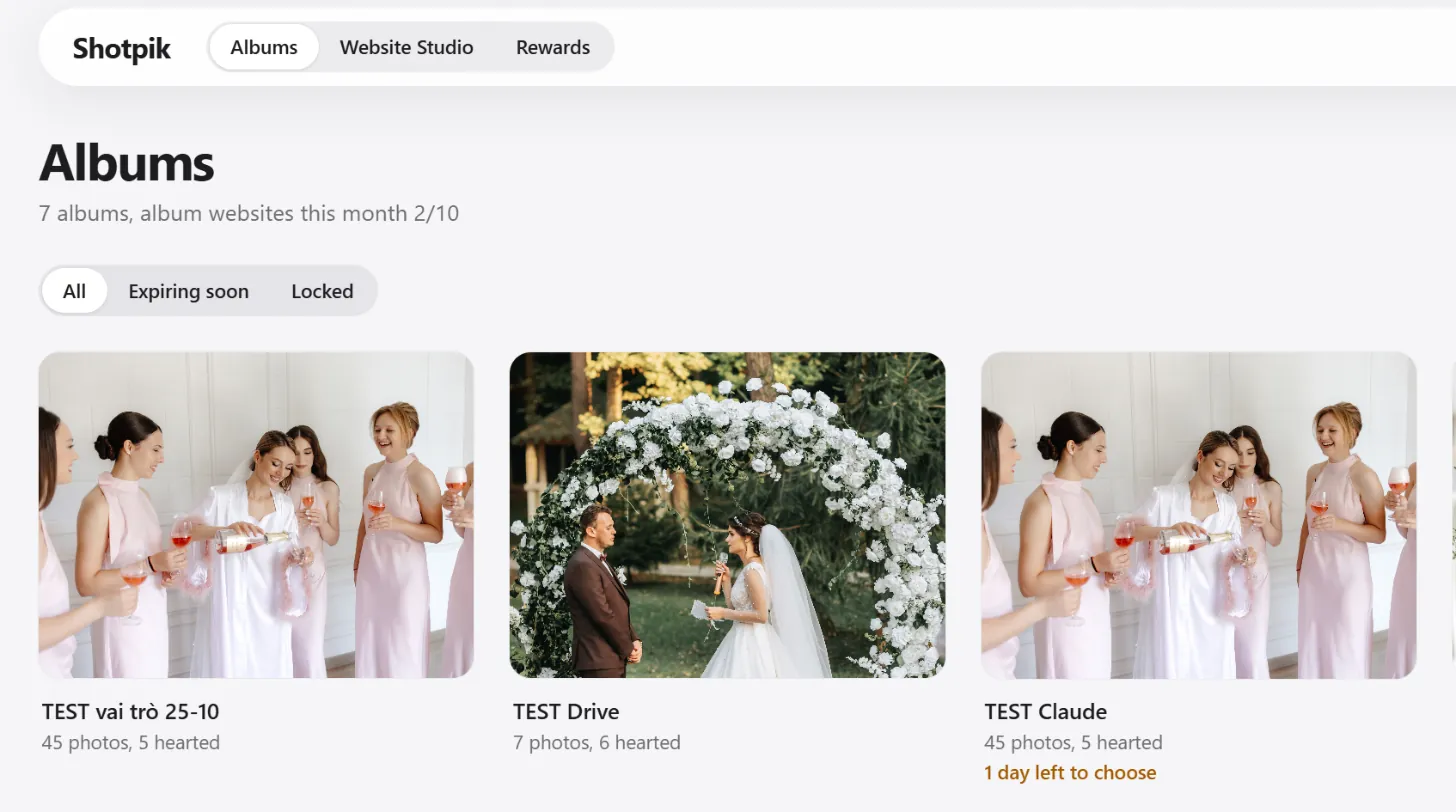 The Albums page