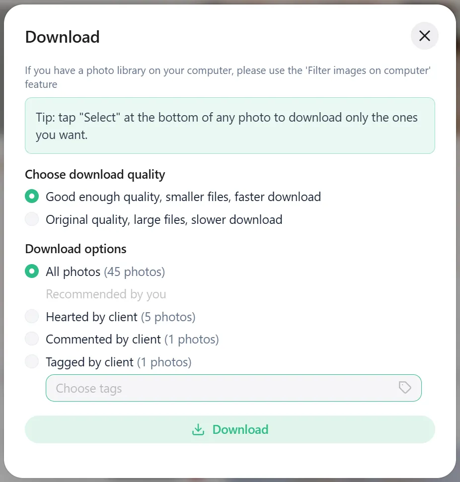 Download dialog