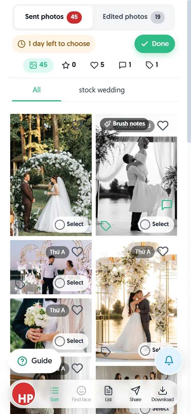 Client album page