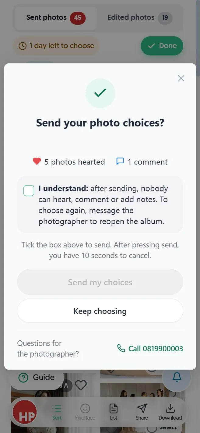 Send your photo choices